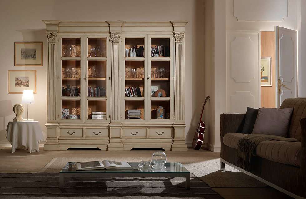 Vetrina 4 ante in vetro e 2 cassetti